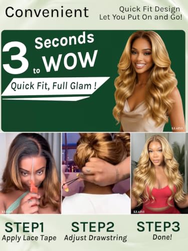KLAIYI Ombre Honey Blonde Loose Wave 7x5 Lace Front Human Hair Wig 18"
