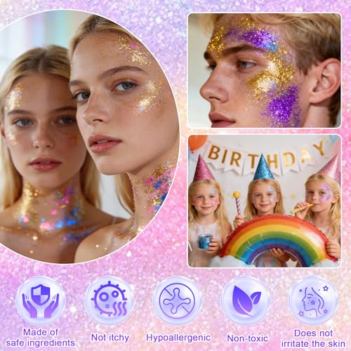 Purple Glitter Stick - Waterproof Holographic Body & Hair Shimmer