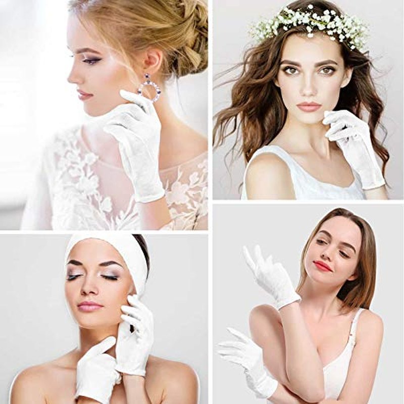 20 Pairs White Cotton Gloves for Dry Hands & Eczema