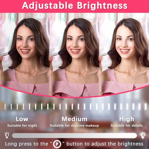 ROLOVE White 22x17 Inch Lighted Vanity Mirror with Dimmable LED & 360° Rotation
