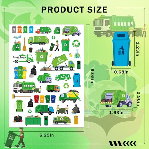 Garbage Truck Temporary Tattoos - 8 Sheets 300+ Stickers