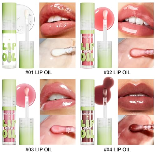 Hydrating Glow Lip Oil Set - 4 Pack Moisturizing Lip Gloss