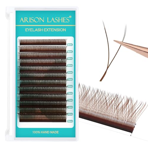YY Eyelash Extensions D Curl 0.07 Mixed Tray Y Shape Weaving Prefabricated Fans Individual Extension Eyelashes (Brown-0.07D 13mm)