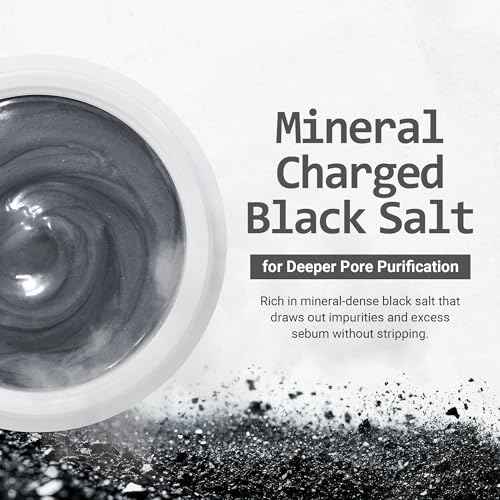 Kaamos Black Salt Warm Steam Cleansing Gel Balm - Korean Skin Cleanser w/Charcoal & Himalayan Pink Salt - Makeup Melting Cleansing Balm to Clear Pores & Lift Impurities (3.52 oz)