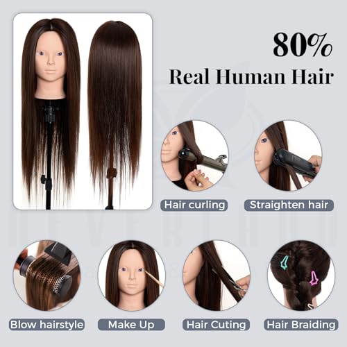 28" Mannequin Head 80% Real Hair with Tripod Stand & Clamp