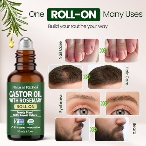 Organic Castor Oil with Rosemary Roll-On for Hair & Skin