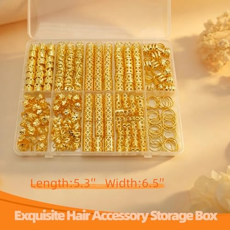 230 Pcs Gold Hair Cuffs & Rings for Braids and Dreadlocks