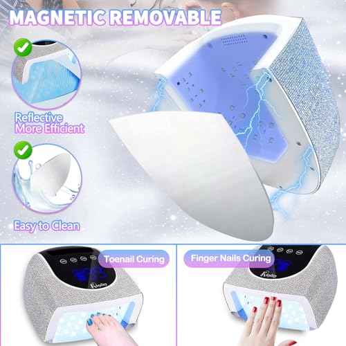 UV LED Nail Lamp,96W Rechargeable Cordless Nail Lamp Gel Polish UV Nail Lamp,Diamond Professional Curing Lamp with 4 Timer Setting,Handle,Big Display Auto Sensor for Salon & Home