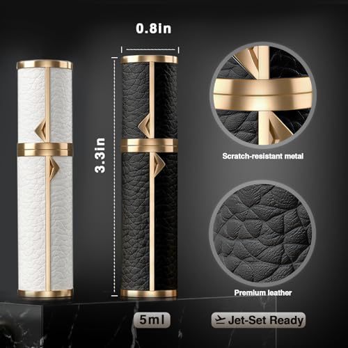 EZEJIAO 2-Pack 5ml Refillable Travel Perfume Atomizer - Leak-Proof & TSA Approved