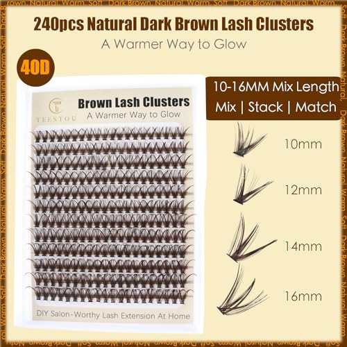 Dark Brown 40D Lash Clusters 10-16mm 240pcs