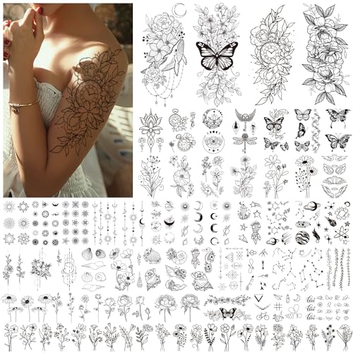 Celaza 61 Sheets Temporary Tattoos for Women, 275 Styles