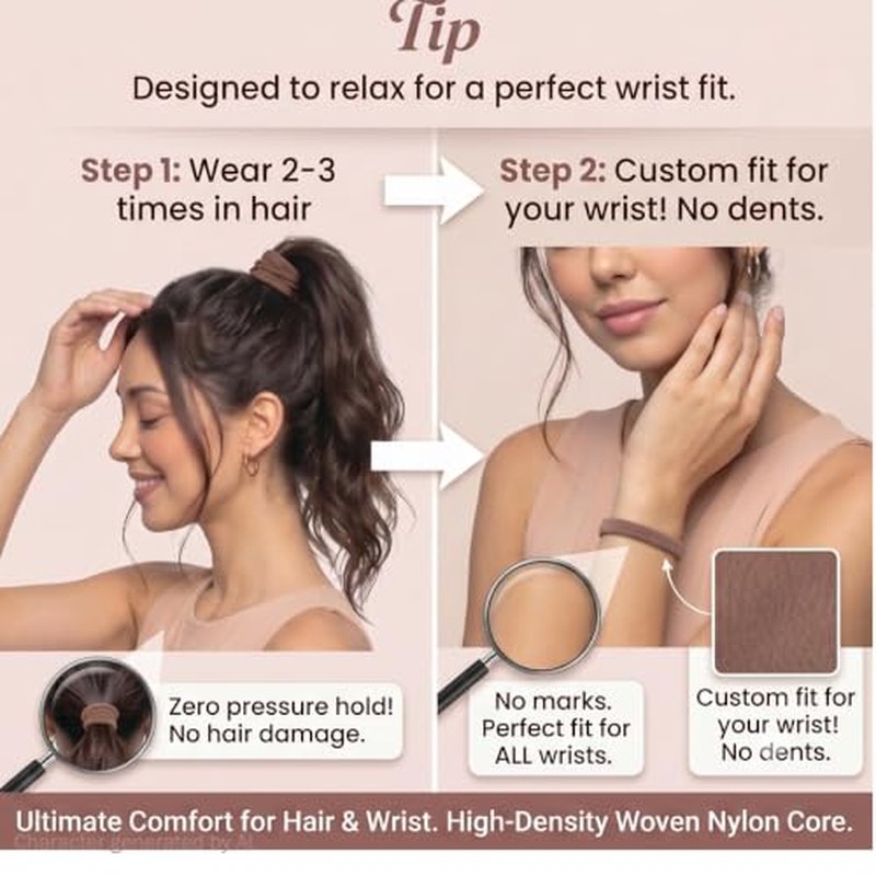 Seamless Hair Ties for Thick Curly Hair | Ouchless Elastic Ponytail Holders