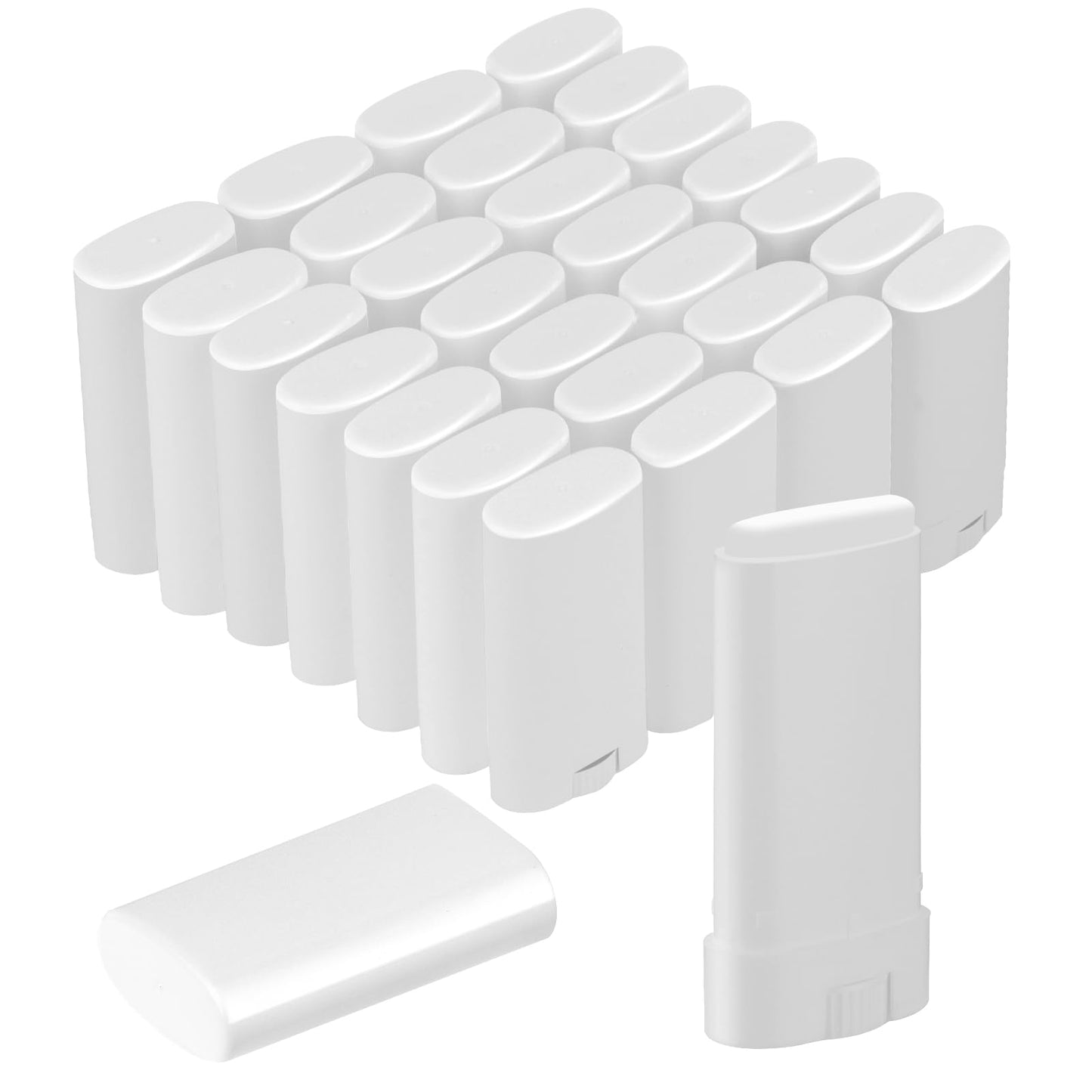 50-Pack Empty Deodorant Containers for Homemade - 0.5 oz/15ml Oval Refillable Deodorants Tubes, BPA-Free Twist-Up Plastic Sticks, Reusable DIY Deodorant Bottles for Balms & Solid Perfumes,White