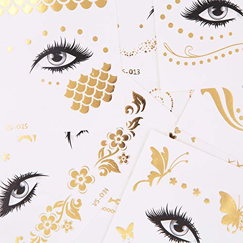 Apol 18 Pack Glitter Face Tattoos - Waterproof Temporary Stickers