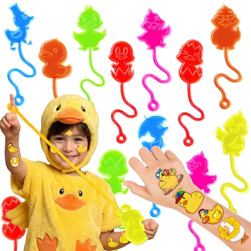 48 Pcs Duck Party Favors - Stick Hands & Temporary Tattoos