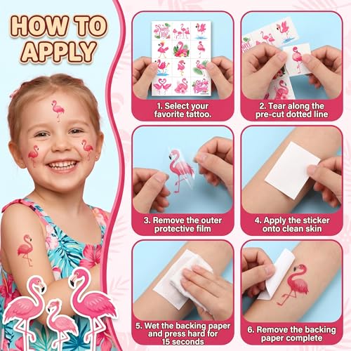 96 PCS Flamingo Temporary Tattoos for Kids - Party Favors