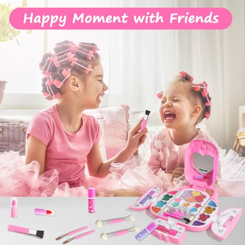 Topsolid Kids Makeup Kit with Mirror - Washable, Non-Toxic for Girls 3-8