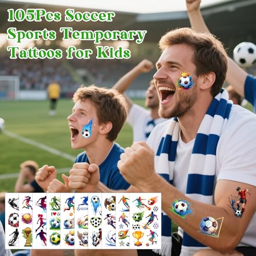 360 Soccer Temporary Tattoos for Kids & Adults