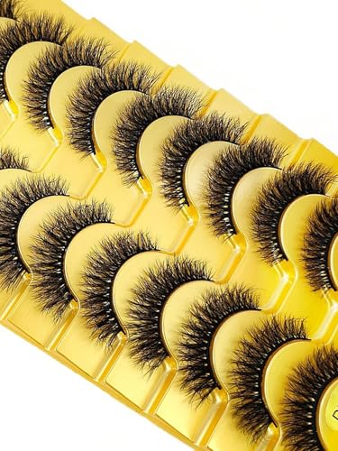 3D Mink False Eyelashes 10 Pairs Set - Natural & Fluffy