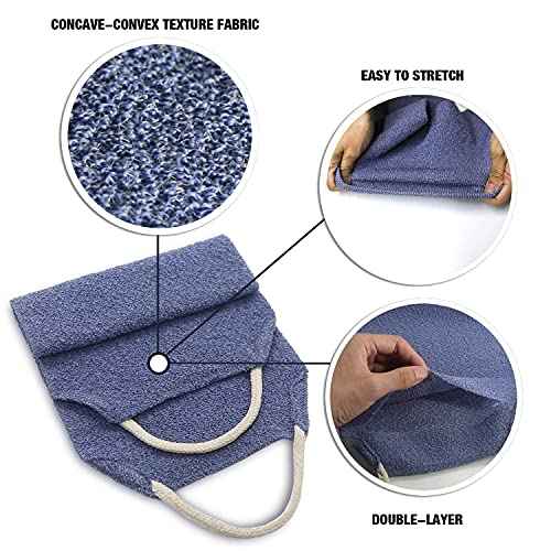 Evridwear Exfoliating Back Scrubber for Shower - Double-Sided Body Scrubber with Handles, Deep Clean, Massage & Exfoliate Back Washer for Men & Women, Invigorates Skin & Circulation