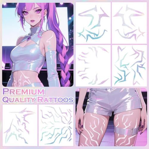 6 Sheet Temporary Tattoos - Waterproof Realistic Designs for Cosplay