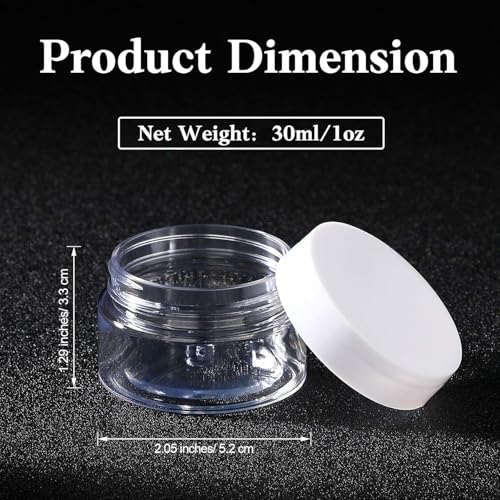 Patelai 60 Pcs Plastic Container Jars with Lids Round Clear Travel Cosmetic Container Jars for Toiletries, Lotion, Cream, Ointments, Makeup, Rhinestone, Samples, Kitchen Storage (White,1 oz)