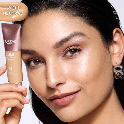 L'Oreal Paris Lumi Le Glow Skin Tint, Lightweight Water-Based Tinted Serum with Foundation-Like Coverage, Glow Illuminator, Neutral 200, 0.85 Fl Oz