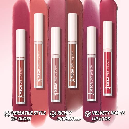 6Pcs Matte Liquid Lipstick, Long Lasting High Pigment Lip Gloss Set, Non-Stick Cup Not Fade Waterproof Lipstick for Women