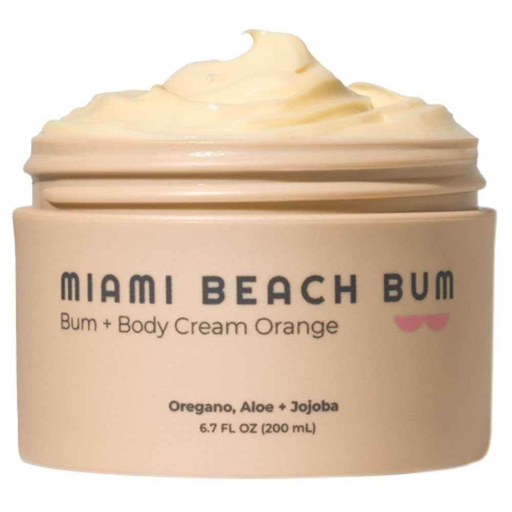 Miami Beach Bum, Bum + Body Cream Daily Moisturizer For Total Skin Health, Body Acne Treatment, Razor Bumps, Keratosis Pilaris, Ingrown Hairs, Sunburns, Blemishes, Orange 6.7 Fl OZ (Pack of 1)