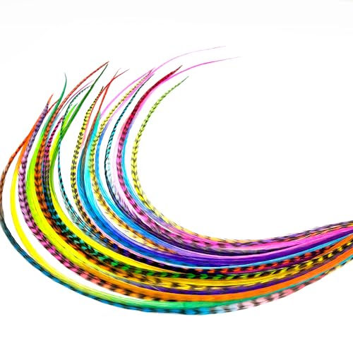 Rainbow Tie Dye Feather Hair Extensions – 21 Real Rooster Feathers