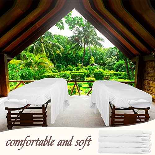 Oudain 4 Sets 3 Piece Soft Microfiber Massage Table Sheets Set Bulk Includes Massage Flat Sheet and Fitted Sheet and Face Rest Cover(White)