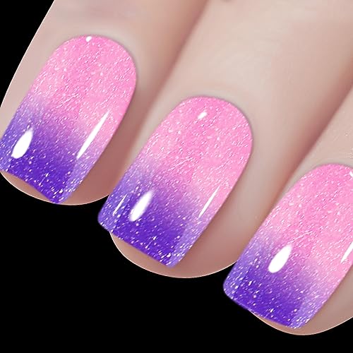 Vishine Gel Nail Polish Set -Color Changing Gel Nail Polish Set Sapphire Blue Purple Pink Laverder Color Changing Gel Polish Soak Off UV LED Thermal Temperature Art C040