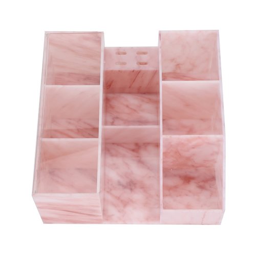 Beauty Organizer, Acrylic Eyelash Grafting Tool Storage With Tweezers Holder Display Boxes for Home Salon (Marble Pink)