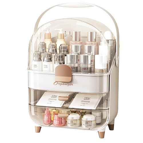 Makeup and Skincare Organizer with Multiple Compartment - Stylish & Portable Makeup Organizer Box ? Perfect Skin Care Holder for Vanity, Desk, & Bathroom - Ideal for Lipsticks, Brushes, & More