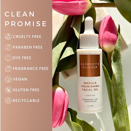 Marula Nourishing Facial Oil - Anti-Aging Serum: Minimize Pores, Diminish Lines, and Wrinkles for Plump Hydrated Skin and Improve Skin Barrier with 10 Natural Oils - 1 oz by Georgette Klinger