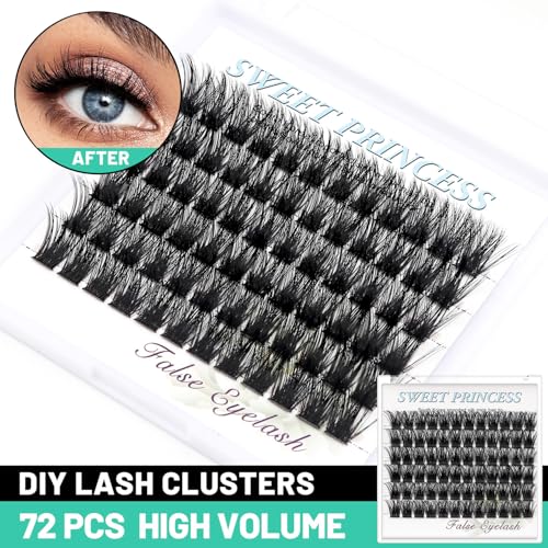 Bodermincer 72 Cluster Bundles 3D Effect Glue Bonded Individual LashEyelash Extensions Natural Style (18MM)