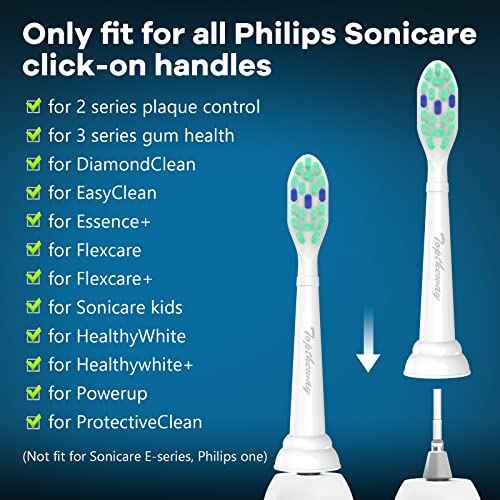 Toptheway Toothbrush Replacement Heads Compatible with Philips Sonicare ProtectiveClean DiamondClean C2 G2 W 4100 5100 5300 Plaque Control, 10 Pack