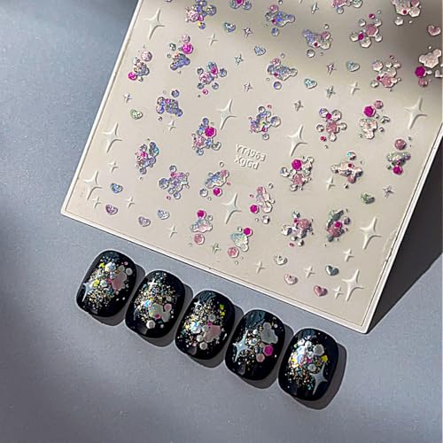 Summer Nail Art Stickers - 5D Embossed Self-Adhesive Glitter Sequins