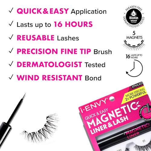 i•ENVY Magnetic Eyeliner Wind-Resistant 16-Hour Lash Adhesive, Dermatologist Tested