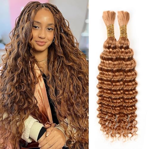 22 Inch Honey Blonde Deep Wave Human Braiding Hair 100g