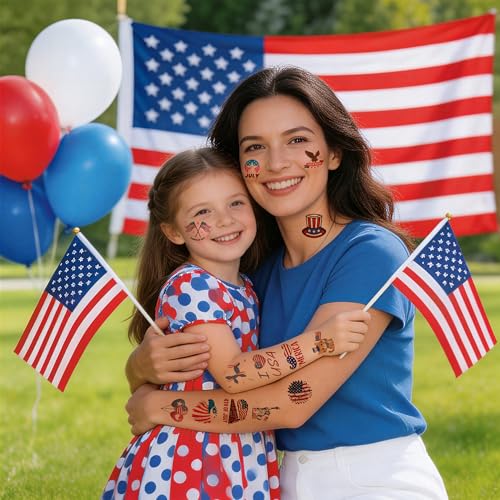 USA Patriotic Temporary Tattoos - 150 PCS 4th of July Stickers