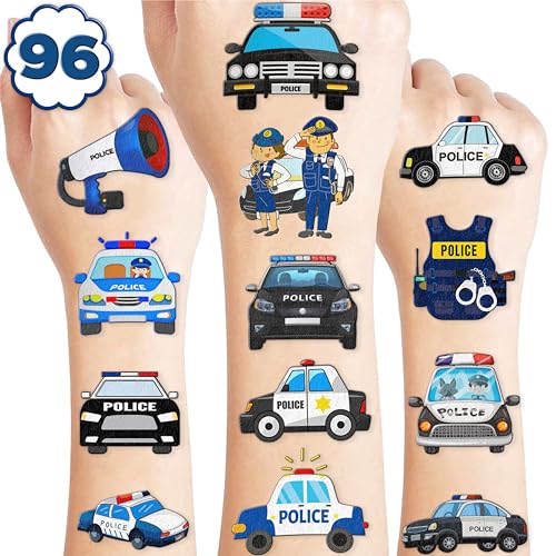 107 PCS Police Car Temporary Tattoos Party Favors