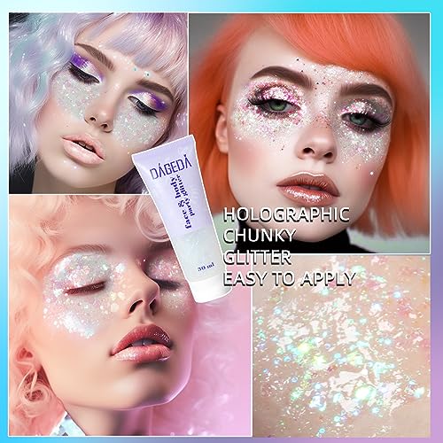 White Holographic Glitter Gel – 50ml Body & Face Sparkle