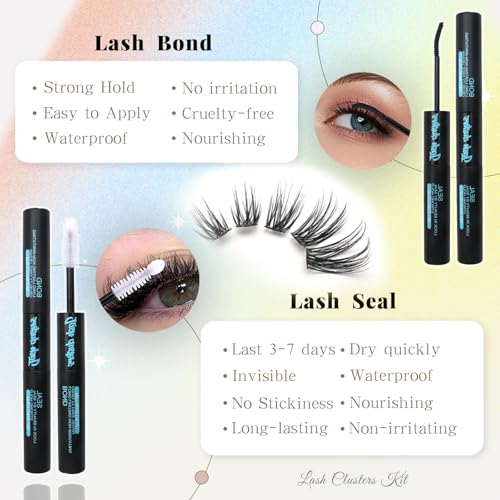 FebFeb C Curl Natural Lash Clusters Kit with Black Lash Extensions, No Remover