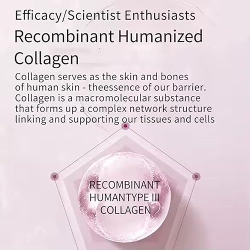Collagen Face Mask - Human Recombinant Type III Collagen Repair Mask | Overnight Deep Collagen Mask | 5 Sheets, No Alcohol, Anti-Aging, Redness Reduction, Hydration