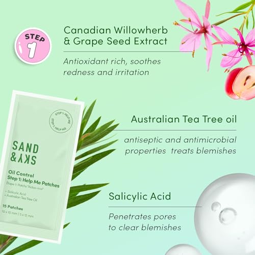 Sand & Sky Pimple Patches for Face Hydrocolloid Acne Patches with Salicylic Acid & Tea Tree Oil - Blemish Spot Patches for Whiteheads, 75 Patches