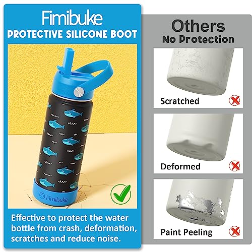 Fimibuke Kids Insulated Water Bottle - 18oz BPA-FREE Kids Cups with Straw Double Wall Vacuum Tumbler 18/8 Stainless Steel Leak Proof Toddler Water Bottle for School Boys Girls (2 Pack, Ocean Life)