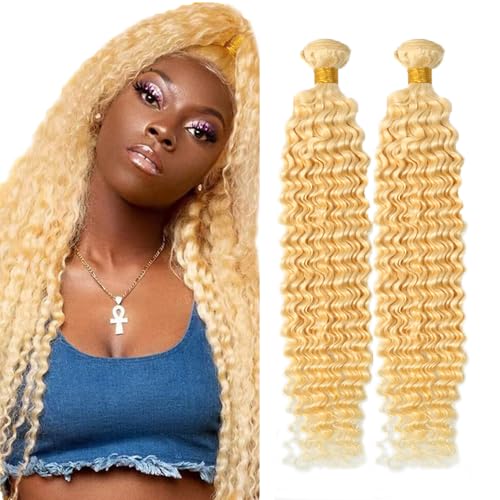 AuokMar 613 Blonde Deep Wave Human Hair Bundles - 220g