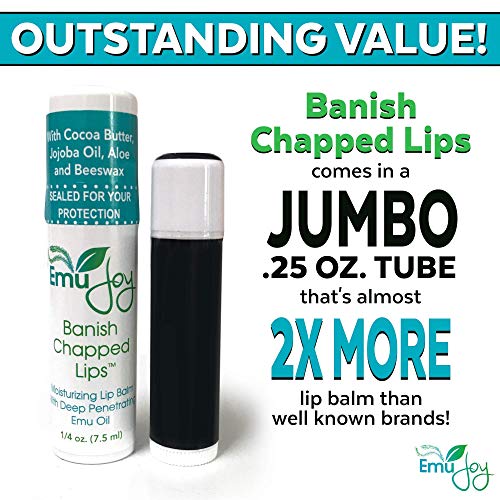 Emu Joy - Natural and Organic Emu Oil Lip Balm Hydrating, Pocket-Size Unflavored & Unscented Lip Balm with Emu Oil - Best for Severely Chapped Lips