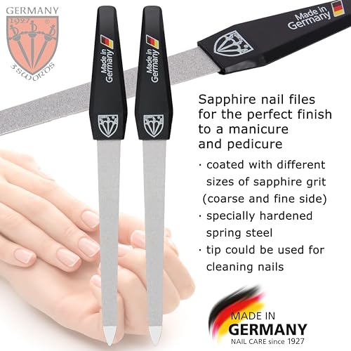 Sapphire Metal Nail File Set 3-Piece Made in Germany
